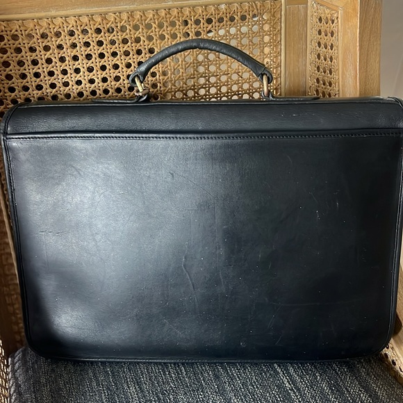 Vintage Coach Metropolitan black Leather Briefcase / Computer Bag 16" x 12" x 3" - Picture 4 of 11